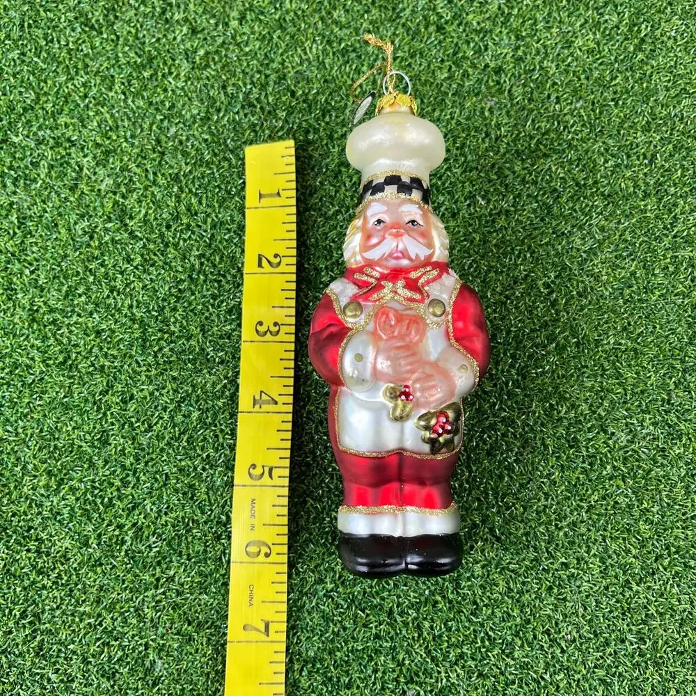 Vintage Blown Glass Santa Chef Christmas Tree Ornament